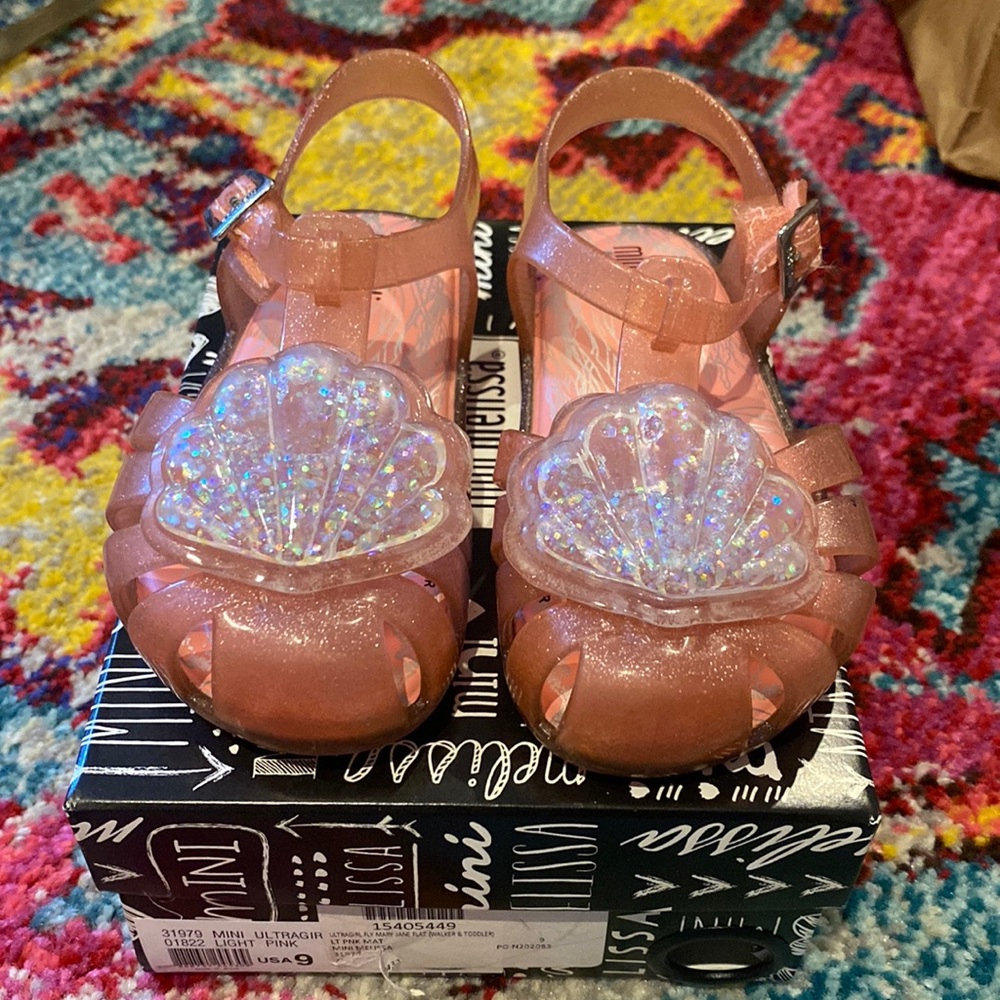 Mini Melissa ultra girl fly maryjane flat size 9 shell jelly sandal